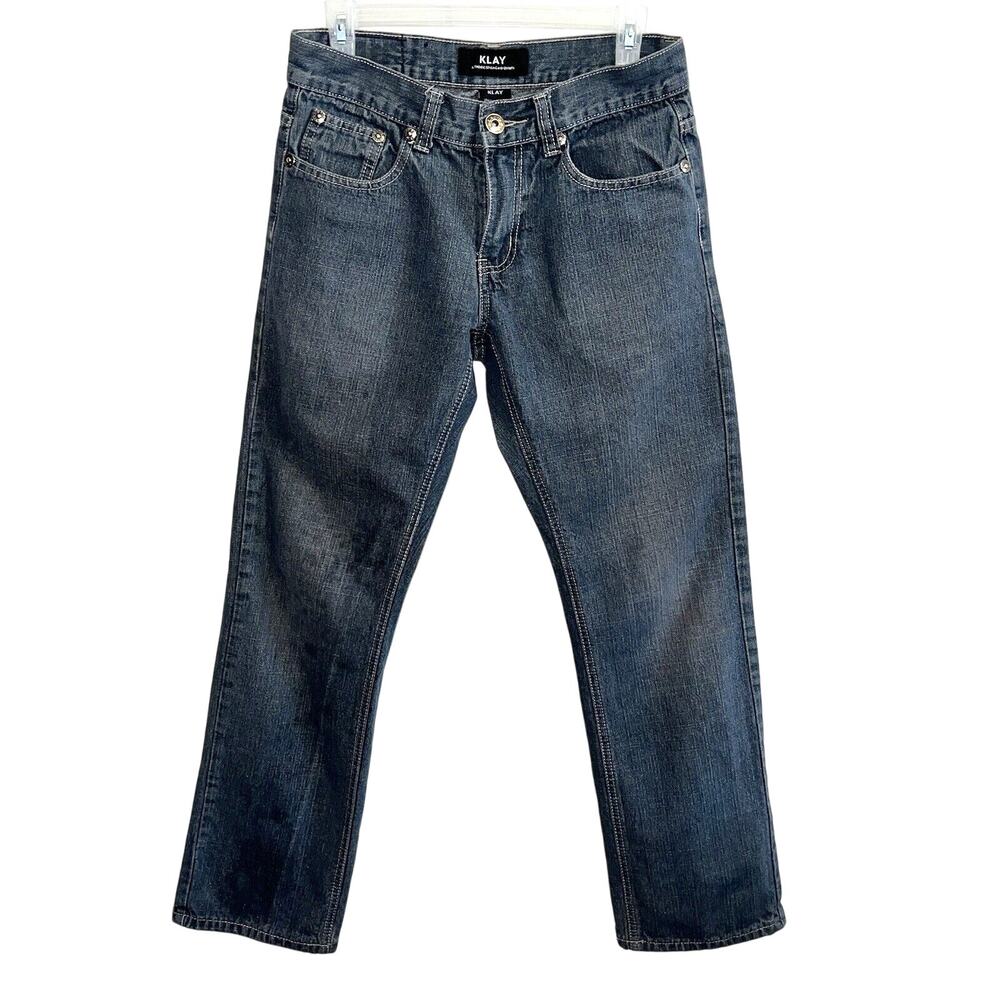 Klay Jeans Men’s Loose Straight Fit Blue Denim Dark Wash 30x30 (Measures 30x29)